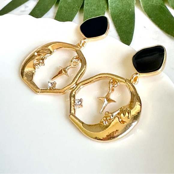 2/$30🌵 Starry Night Crescent Moon Earrings Gothic Celestial Boho Jewelry NEW - Picture 4 of 12